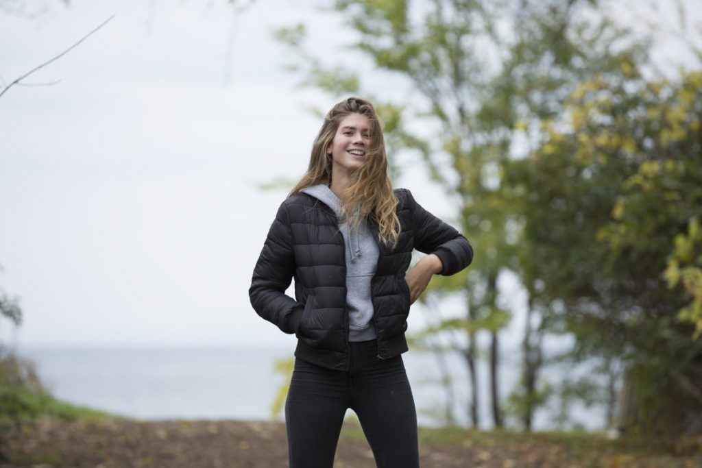 Girl hiking outside